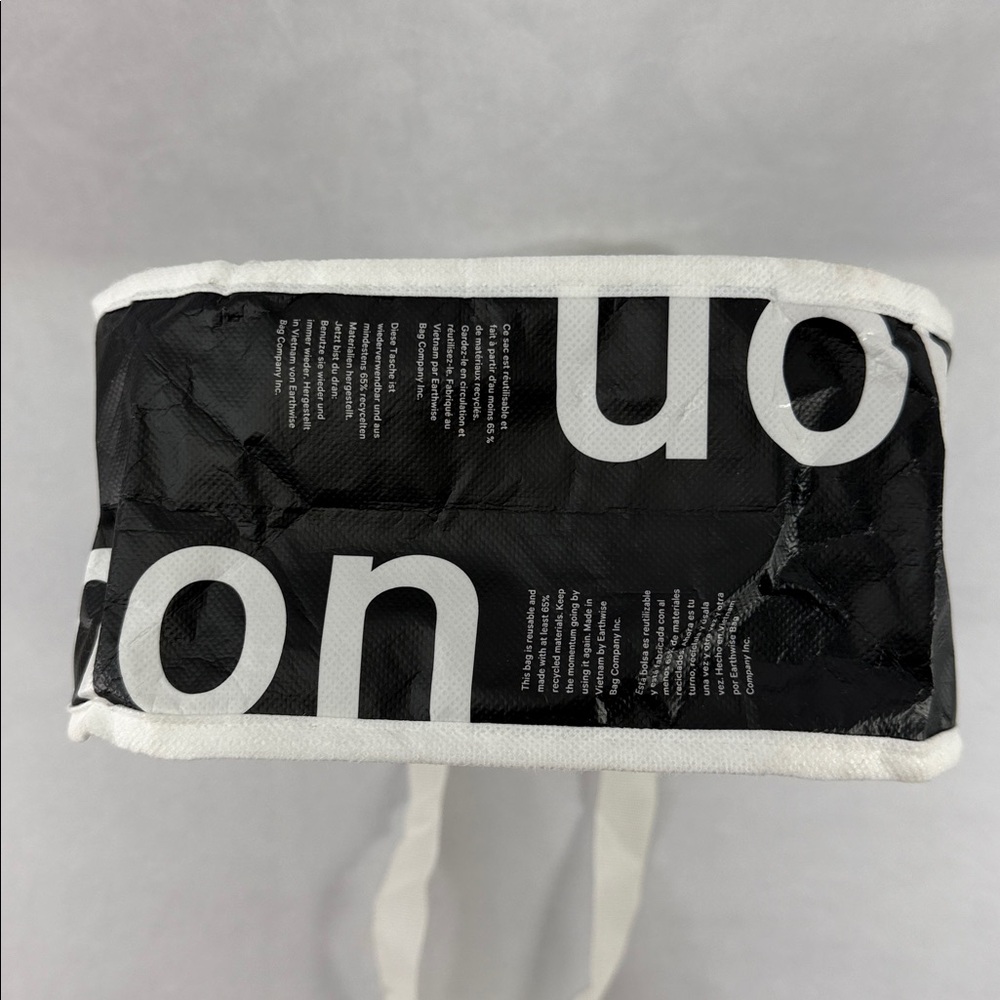 Lululemon Small Reusable Tote White Sides Black Shopping Bag 12” X9” X5” - Picture 5 of 8